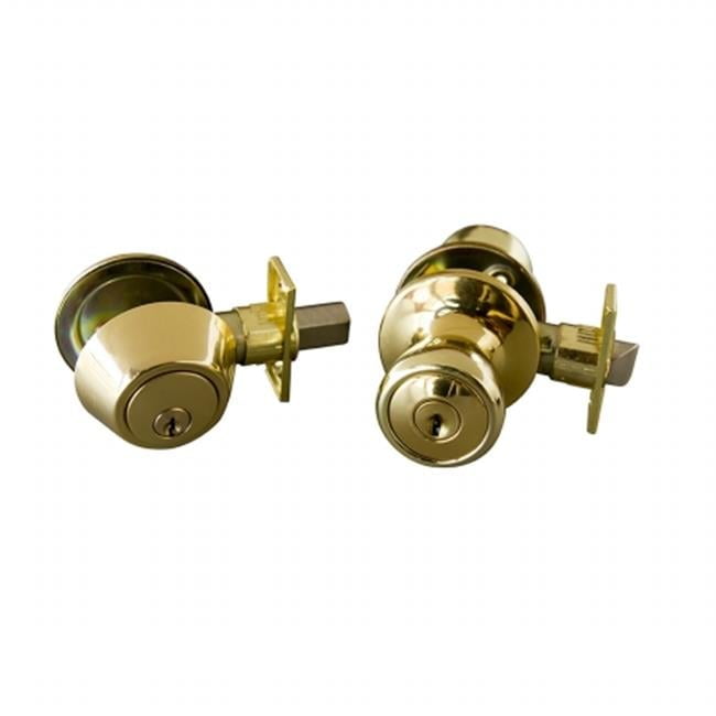 Terrace 6 Way Latch Entry Door Knob, and Deadbolt Combo Polished Brass