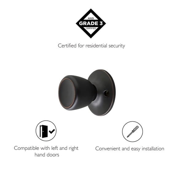 Design House Terrace Interior Non-Turning One-Sided Dummy Door Knob, Oil Rubbed Bronze