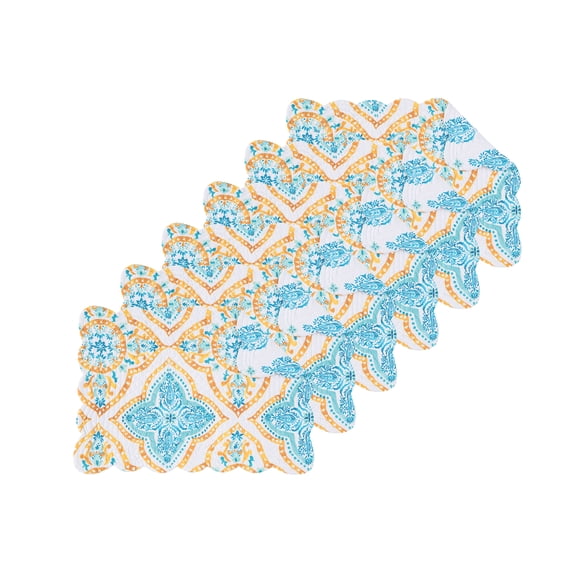 Terrace Medallion Cotton Quilted Reversible Placemats Set of 6, 13" x 19"