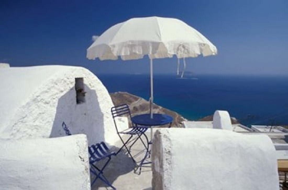 Terrace Overlooking Aegean Sea Anafi Cyclades Islands Greece Canvas Art - Michele Molinari DanitaDelimont (36 x 24)