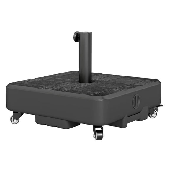 Terrace Umbrella Base - Black Outdoor Stand with Wheels, 18.9 Inch, Fits 1.5" & 1.89" Poles - Water/Sand Filled, Patio & Poolside Use