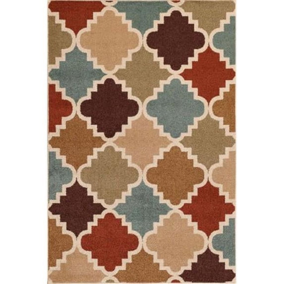 Terrace Vienna 080 Taza 100 Percent Heat Set Frieze Polypropylene Rug, Multi Color & Bone - 5 ft. x 7 ft. 3 in.