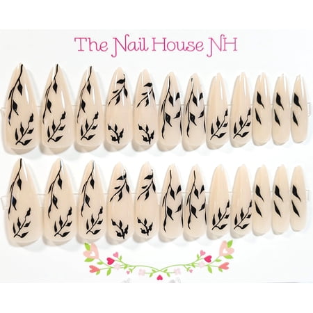Terrace Vines Glossy Stiletto Press-On Nails - 24 Pieces - Artificial Nails - Long Press On Nails