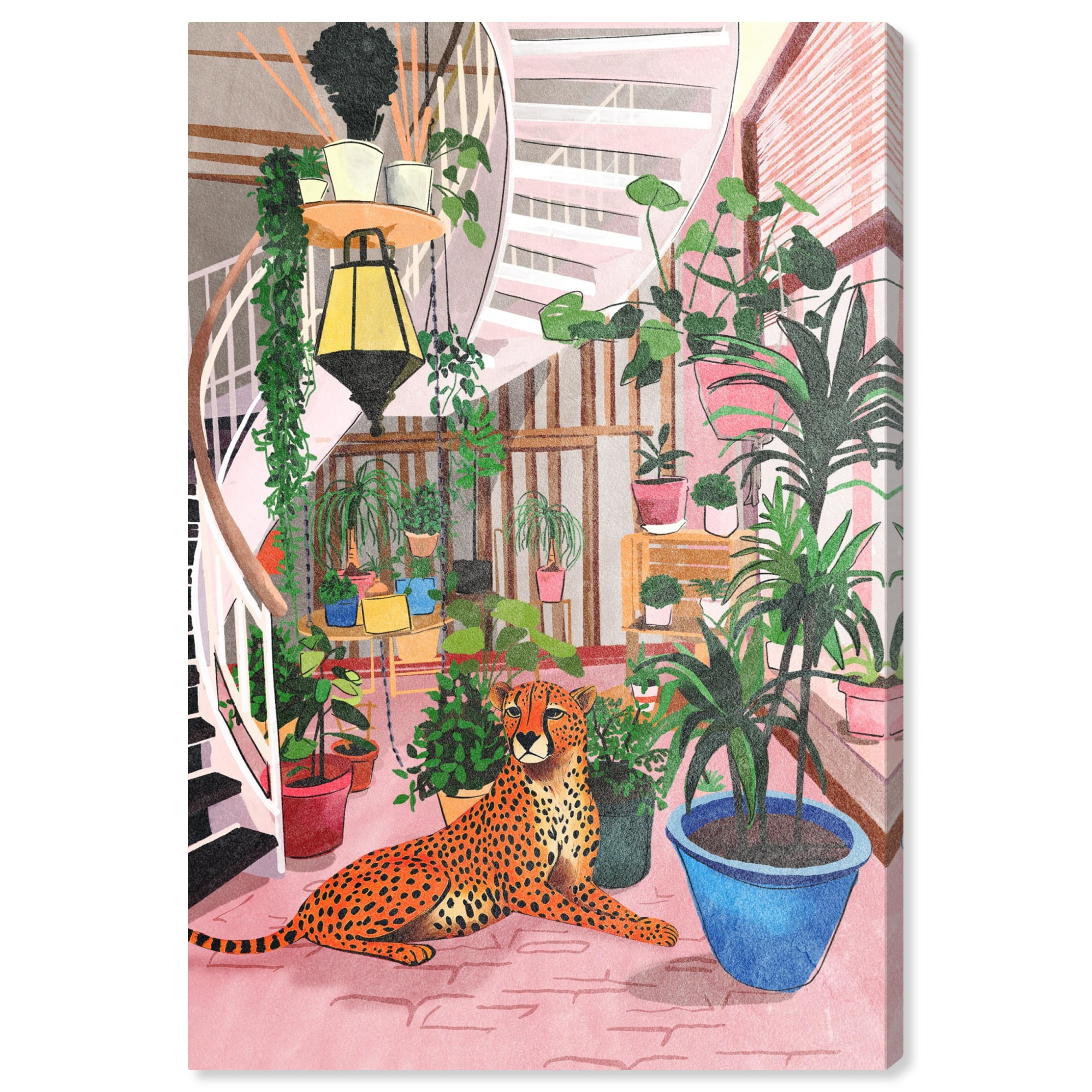 Terrace Jungle Scene with Cheetah Canvas Art, 24" x 16"