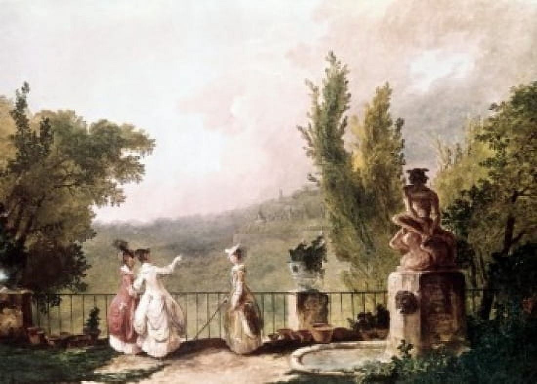 Terrace of the Chateau De Marly by Hubert Robert (1733-1808) Canvas Art - Hubert Robert (24 x 36)