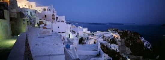 Terrace of the buildings Santorini Cyclades Islands Greece Canvas Art - Panoramic Images (36 x 13)
