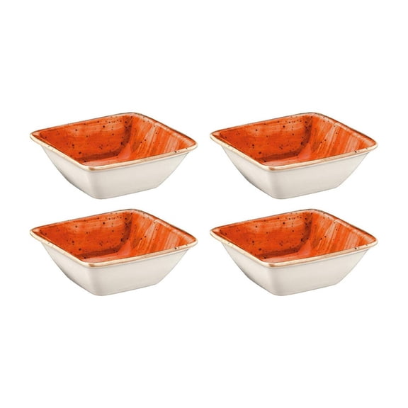 Terracota 3.5" x 3.5" x h:1.25" 1 oz. Square Terracotta Porcelain Ramekin (Set of 4)