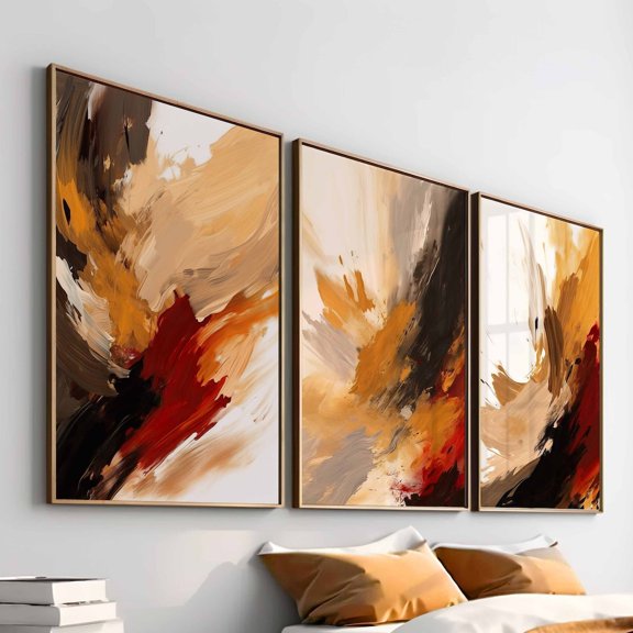 Terracotta Abstract Wall Art Burnt Orange Earth Tone Gallery Prints for Living Room or Bedroom, Poster Only