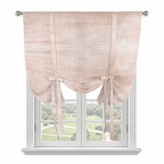 Terracotta Balloon Curtains for Windows, Bedroom Curtains 54 Inch Length, Vintage Solid Color Modern Minimalist Distressed Tie Up Curtains Panels Thermal Insulated Bathroom Curtains Window 42"x54"
