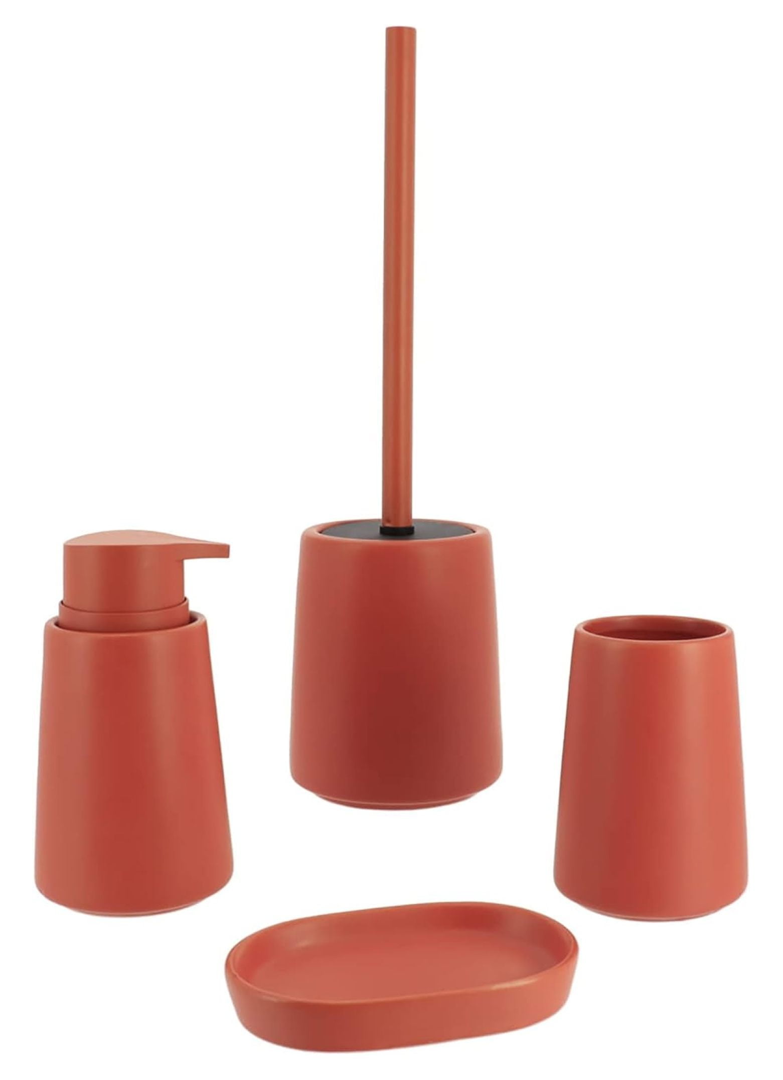 Terracotta 4-Piece Bathroom Accessory Set with Soap Dispenser