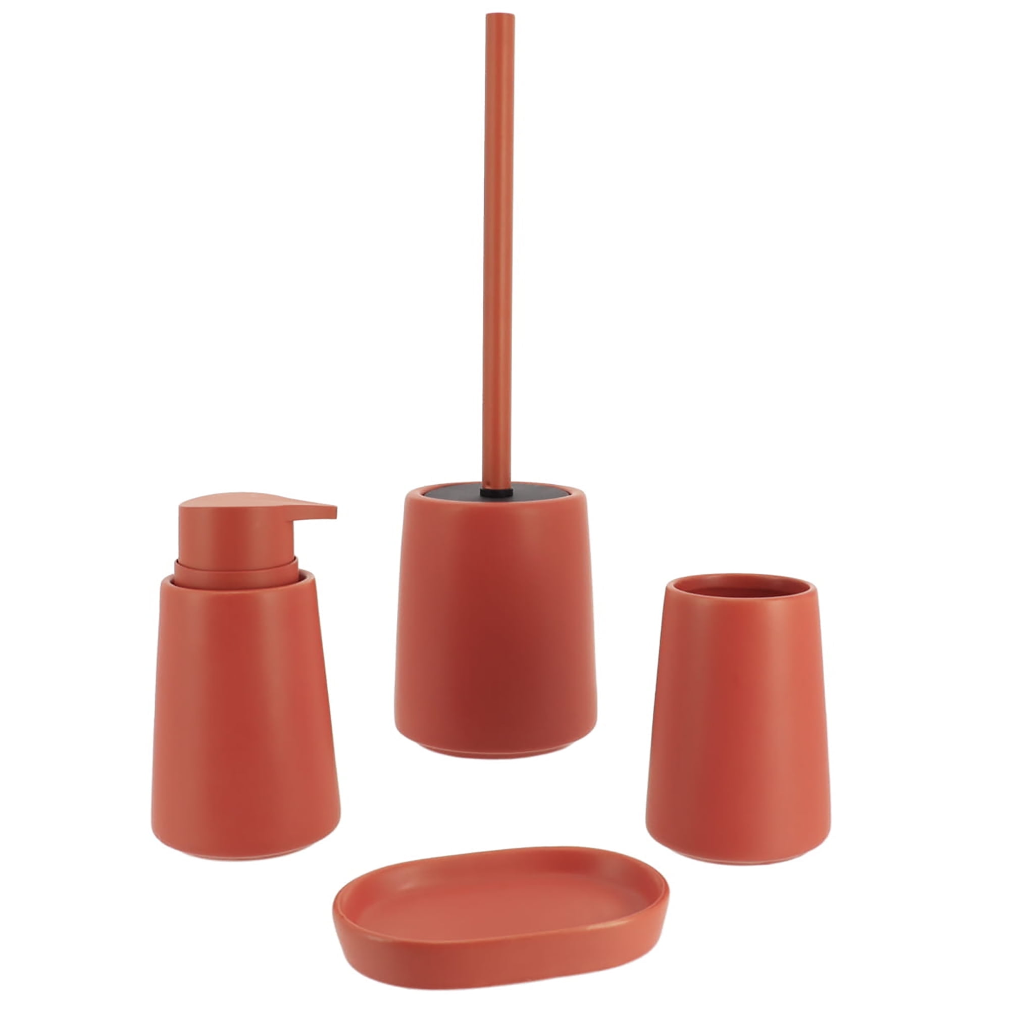 Terracotta 4-Piece Bathroom Accessory Set with Soap Dispenser