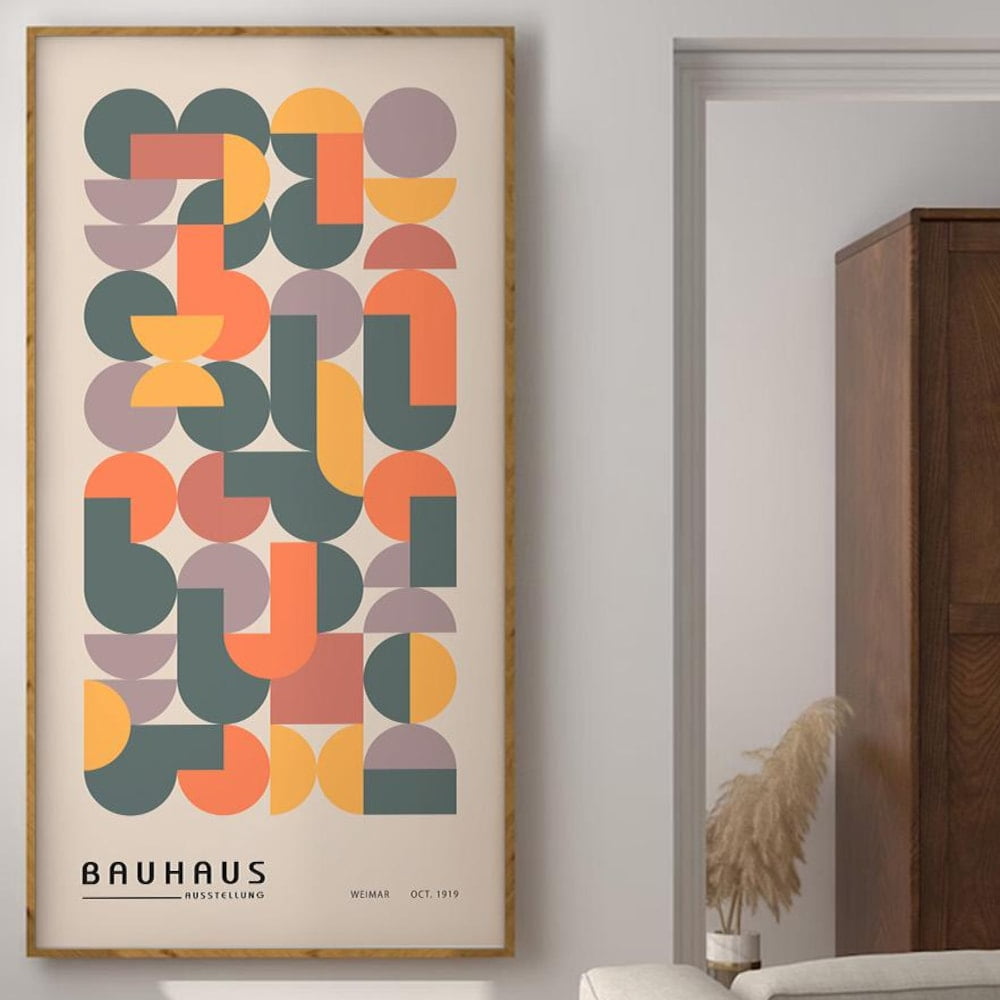 Terracotta Bauhaus Large Exhibition Poster, Mid Century Modern Wall Art ...