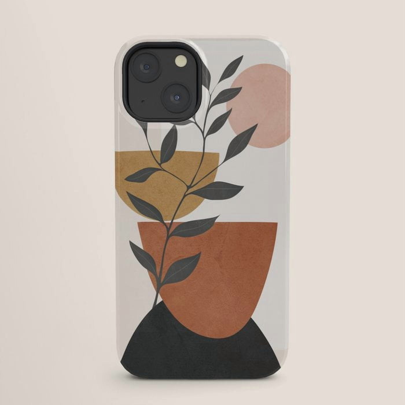 Terracotta Botanical Leaf and Geometric Shape Tough Case for Apple ...