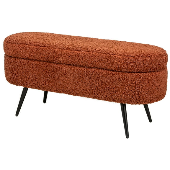 Terracotta Boucle Storage Bench Modern Design Style Entryway