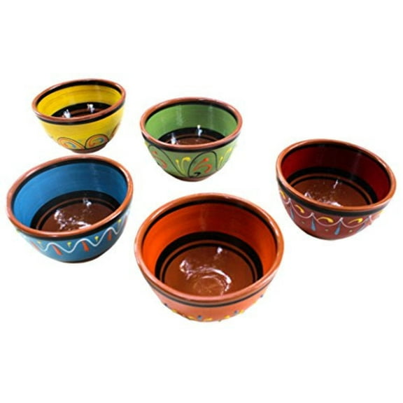 Terracotta Breakfast Bowls, Set of 5 - Hand Painted From Spain