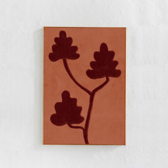 Terracotta Burnt Orange Abstract Botanical Mid Century Modern, Unframed Paper Print Size 8x12