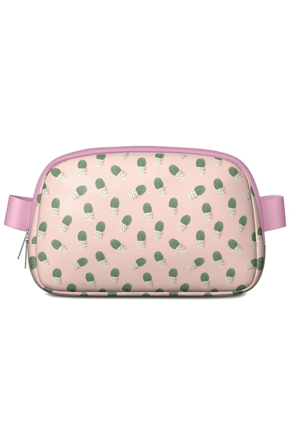 Cactus Fanny Pack – Waterproof Adjustable Waist Bag with Clay-Pot Succulent Scene, Rustic Charm