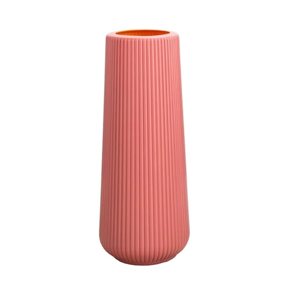 Terracotta Ceramic Flower Vase Modern Ribbed Decorative VaseforTabletop Decor Home DecorationsforLiving Room Modern Living Room Decor Tall Orange Single Vase