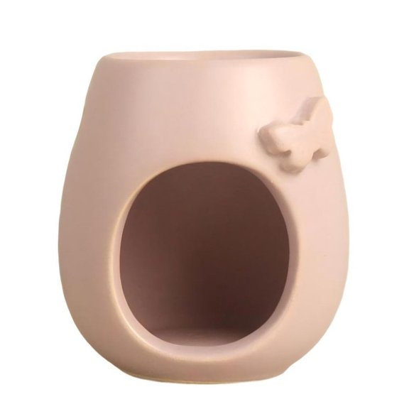Terracotta Ceramic Wax Melt Warmer with 3D Butterfly Decor Tealight Candle Oil Burner for Essential Oils & Wax Melts Rustic Aromatherapy Diffuser Home Decor-Pink
