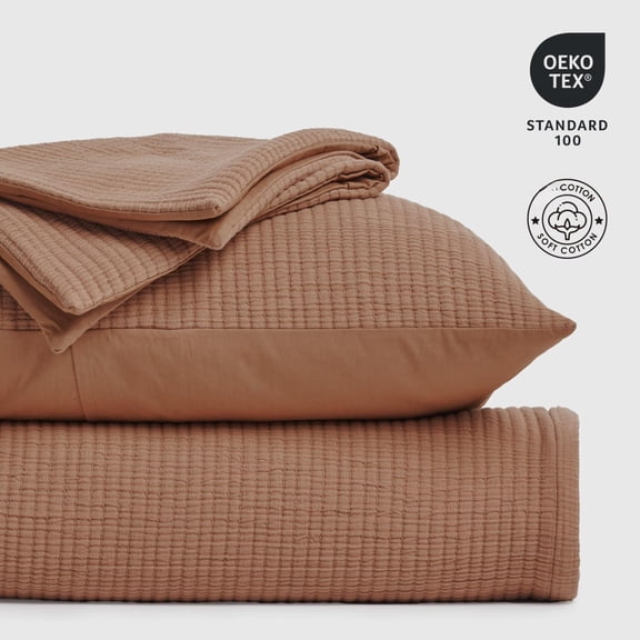 Terracotta Clay King/Cal King (108" X 96") Matelasse Quilt Bedding Set