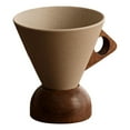 thumbnail image 1 of Terracotta Coffee Mug Set, Conical Coffee Cup, Vintage Ceramic Coffee Cup with Wooden Base, Cone Shaped Coffee Cup Set with Wood Handle and Coaster, Espresso Cup for Home, Party, Office Use, 1 of 4