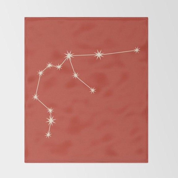 Terracotta Constellation Stars Fleece Blanket, Polyester Fleece Fabric, 280 GSM, Celestial Style for Couch or Bed