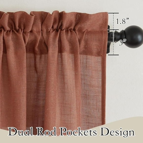 Terracotta Curtains Linen Blend Drapes Semi Sheer Light Filtering Privacy Protected Window Curtains for Living Room, Bedroom, Home Office, Doorway, W 52 x L 84, 2 Panels Set