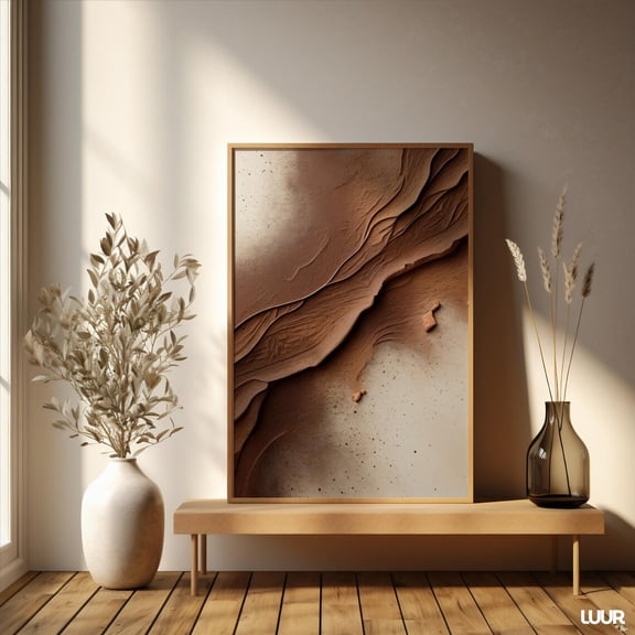 Terracotta Earth Tone Boho Abstract Wall Art, Unframed Paper Print Size 12x18