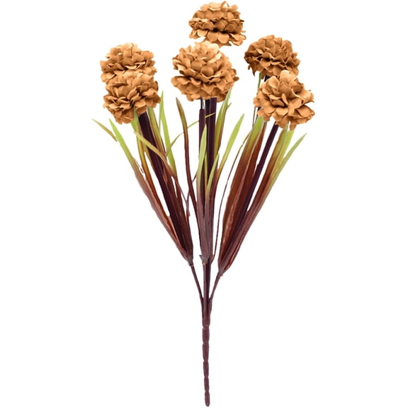 Terracotta Faux Silk Mums Artificial Flowers, 1 Pc Bulk Fake Small Mini Chrysanthemums with Stems for DIY Wedding Centerpieces Floral Arrangements Vase Fillers Home Decorations, 12.99", Brown