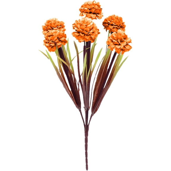 Terracotta Faux Silk Mums Artificial Flowers, 1 Pc Bulk Fake Small Mini Chrysanthemums with Stems for DIY Wedding Centerpieces Floral Arrangements Vase Fillers Home Decorations, 12.99", Orange
