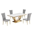 thumbnail image 1 of Terracotta Gray/Gold Faux Marble Dining Set (5-Piece), 1 of 7