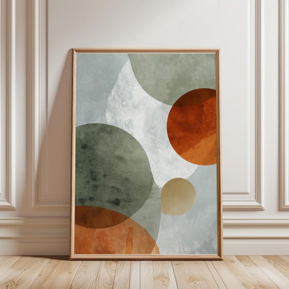 Terracotta Grey Abstract Print-Terracotta Decor Homely Wall Art Modern Wall Decor Kitchen Print Living Room Wall Art Retro Wall Art, Unframed Paper Print