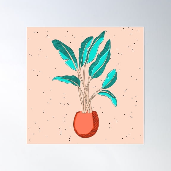 Terracotta Indoor Plant Pot Poster Wall Art, Modern Wall Decor For Living Room Bedroom, 16x16 UNFRAMED