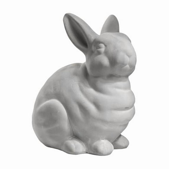 Terracotta Kneeling Rabbit Figurine, Washed Gray - Large