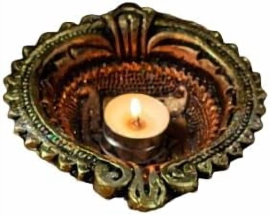 Terracotta Large Swastik Diya Set of 2 - Traditional Handmade Oil Lamps Decorative Gift