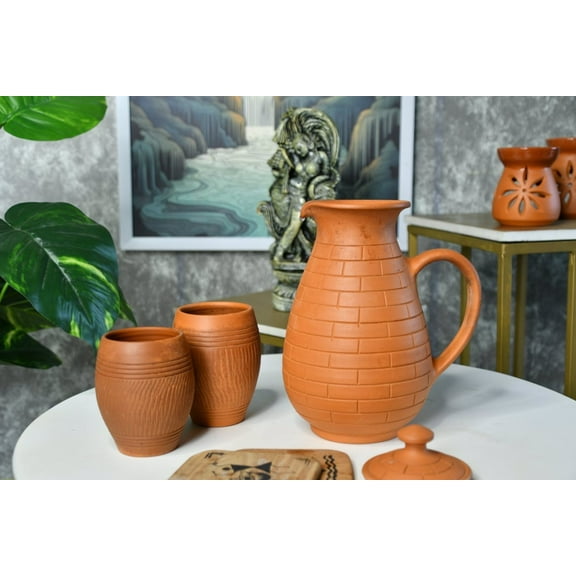 Terracotta Lassi Mug Set: Artisanal Elegance, Functional Design.