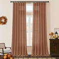 thumbnail image 1 of Terracotta Linen Curtains 132 Inch Length 2 Panels for High Living Room Semi Sheer Light Filtering Extra Long 132 Inch Curtains Ceiling Linen Drapes Sliding Door Rod Pocket Hook Belt W50xL132, 1 of 16
