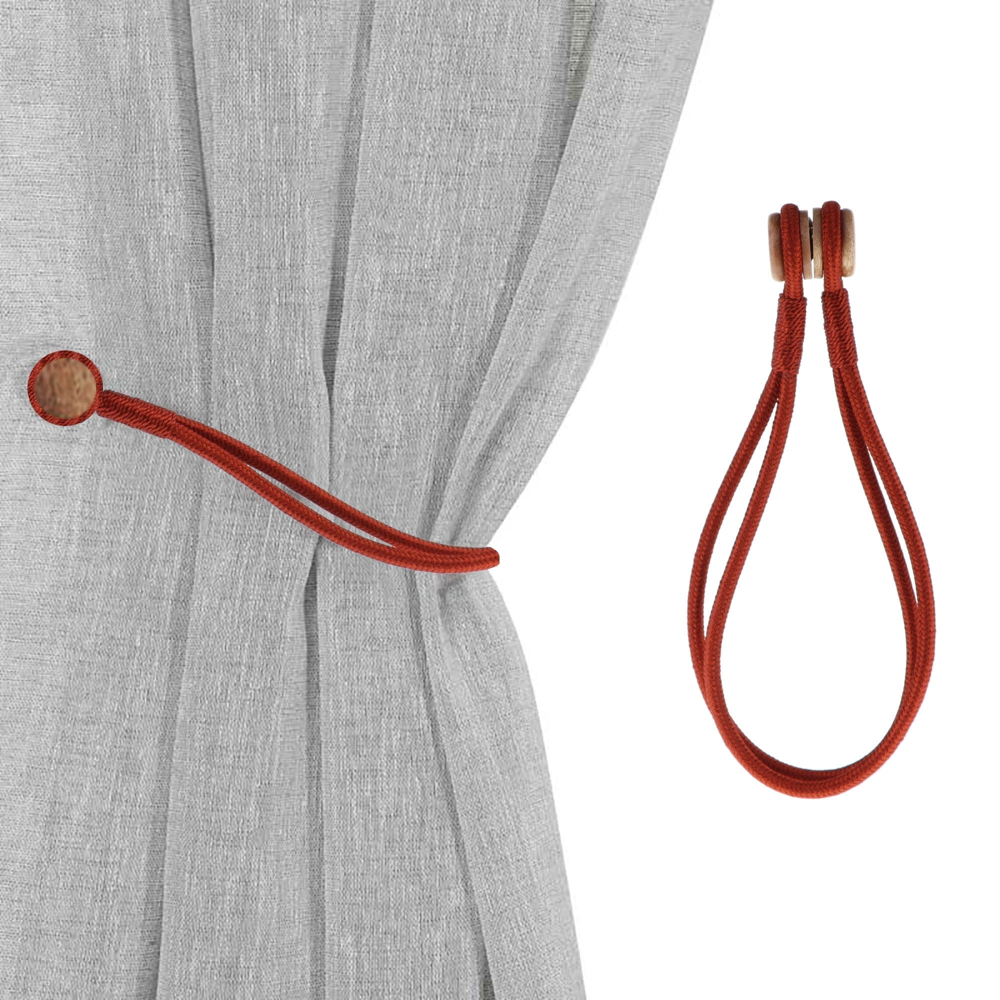 Terracotta Magnetic Curtain Tieback with Wooden Tips