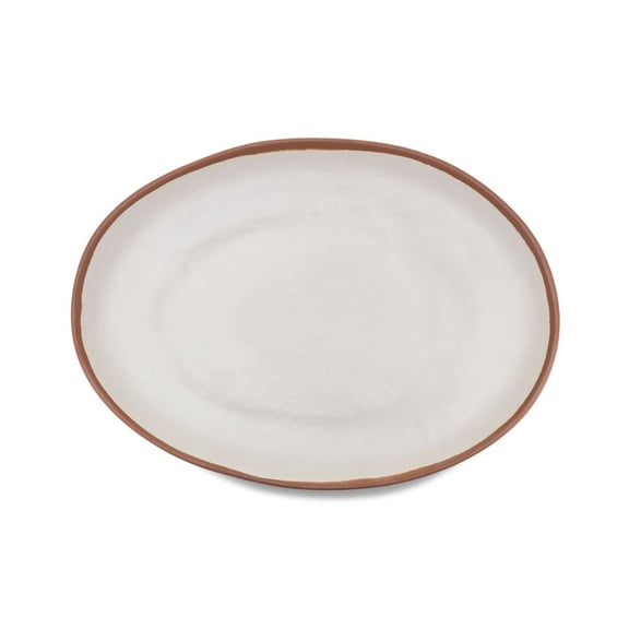 Terracotta Melaboo Oval Platter - Stone Gray & Brown Melamine Bamboo Blend Serveware