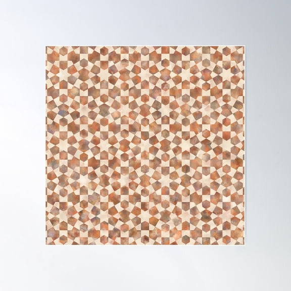Terracotta Melange Moroccan Pattern Poster Wall Art, Modern Wall Decor For Living Room Bedroom, 24x24 UNFRAMED