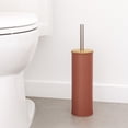 thumbnail image 1 of Terracotta Metal Toilet Brush and Holder Set With Bamboo Lid, 1 of 8