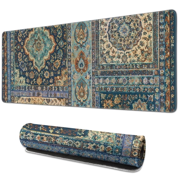 Terracotta Orange, Navy Blue, Teal Blue Bohemian Style Extended Mouse ...