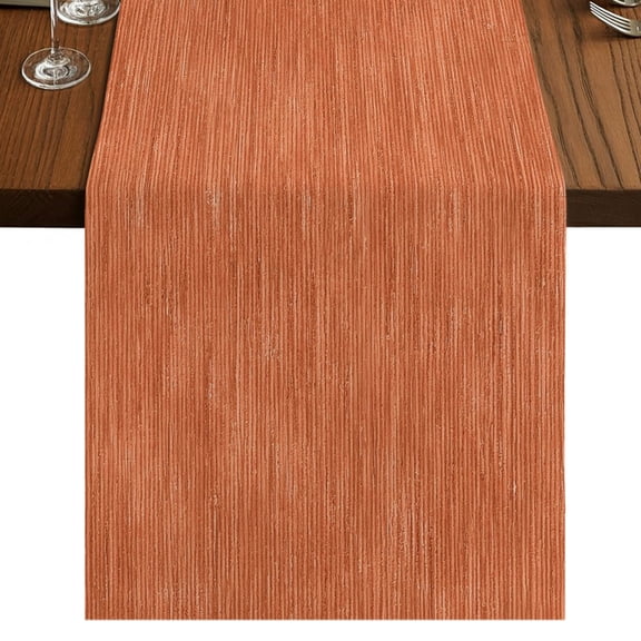 Terracotta Orange Solid Color Burlap Cotton Table Runner 13x36 Inches Short, Minimalist Vintage Linen Texture Farmhouse Table Runners, Outdoor Dining Tablecloths Decor for Baby Shower/Party/Wedding