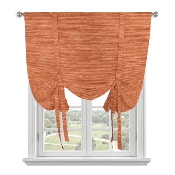 Lace Balloo Color Terracotta Orange Solid Color Tie Up Curtains for Window, Thermal ...