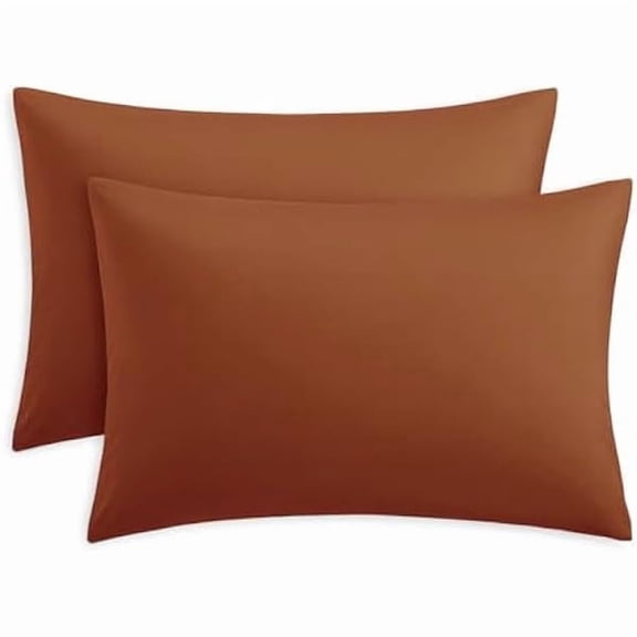 Terracotta Pillow Cases 2 Pack - Rust Orange Plain Pillowcases with Envelope Closure Breathable Premium Brushed Microfiber Set of 2 Pillow Covers Standard 50x75 cm