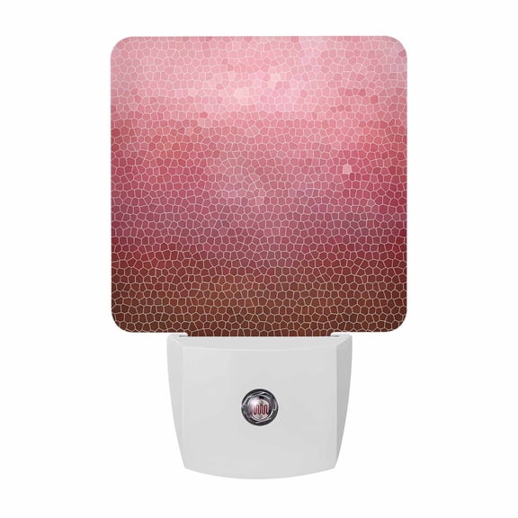 Terracotta Pink Mosaic Night Lights, Minimalist Abstract Hexagonal Grid Gradient Smart Auto Dusk to Dawn Sensor Nightlights Plug-in Nightlight for Bedroom Bathroom Living Room Kitchen Hallway