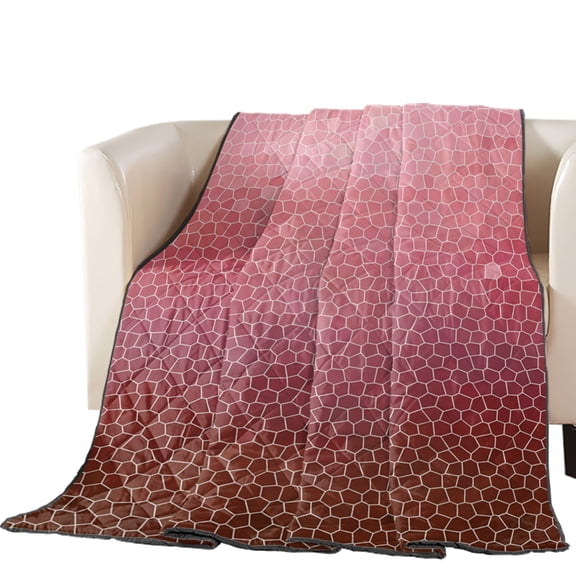 Terracotta Pink Mosaic Quilted Comforters Cooling Blanket Queen Size, Minimalist Abstract Hexagonal Grid Gradient Cold Comfort for Hot Sleepers Lightweight Air Conditioning Quilt Blanket for Bed
