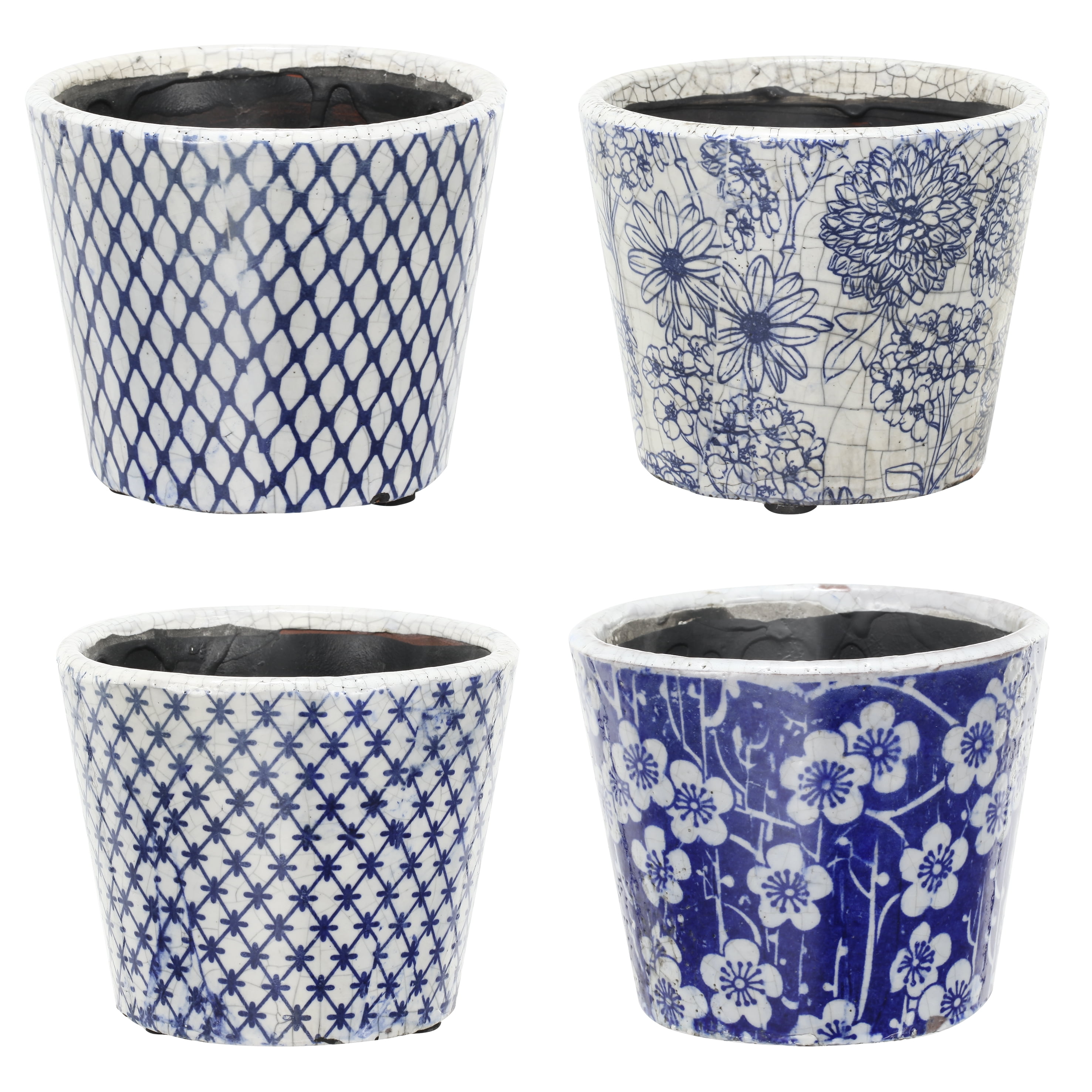 Charlotte Distressed Blue Terracotta Planter Set