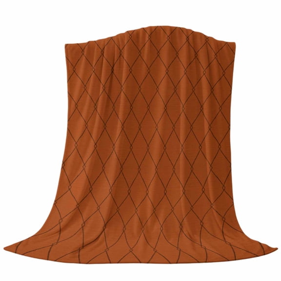Terracotta Quilted Lines Throw Flannel Blanket Minimalist Rhombus Pattern Diamond Grid Super Soft Cozy Bed Blanket, Lightweight Plush Fuzzy Bed Throw for Bedroom Sofa Couch Living Room 30x40in