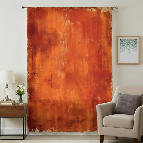 Terracotta Red Sheer Curtains 45 Inches Long, Vintage Minimalist Distressed Pattern Light Filering Curtains, Breathable Simi Curtain Privacy Drapes for Kitchen Bathroom Lightweight Window Treatment